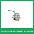 Hygienic 3-way non-retention ball valve full bore